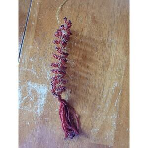 Vintage Gold Tone Wires Glass Beads With Star Sequins Ornament